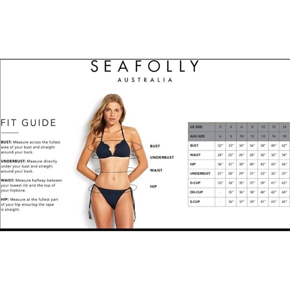 Seafolly Collective Women Navy Blue Twist Bandeau Halter Swim Top Sz 6 / US 2 - Picture 3 of 11